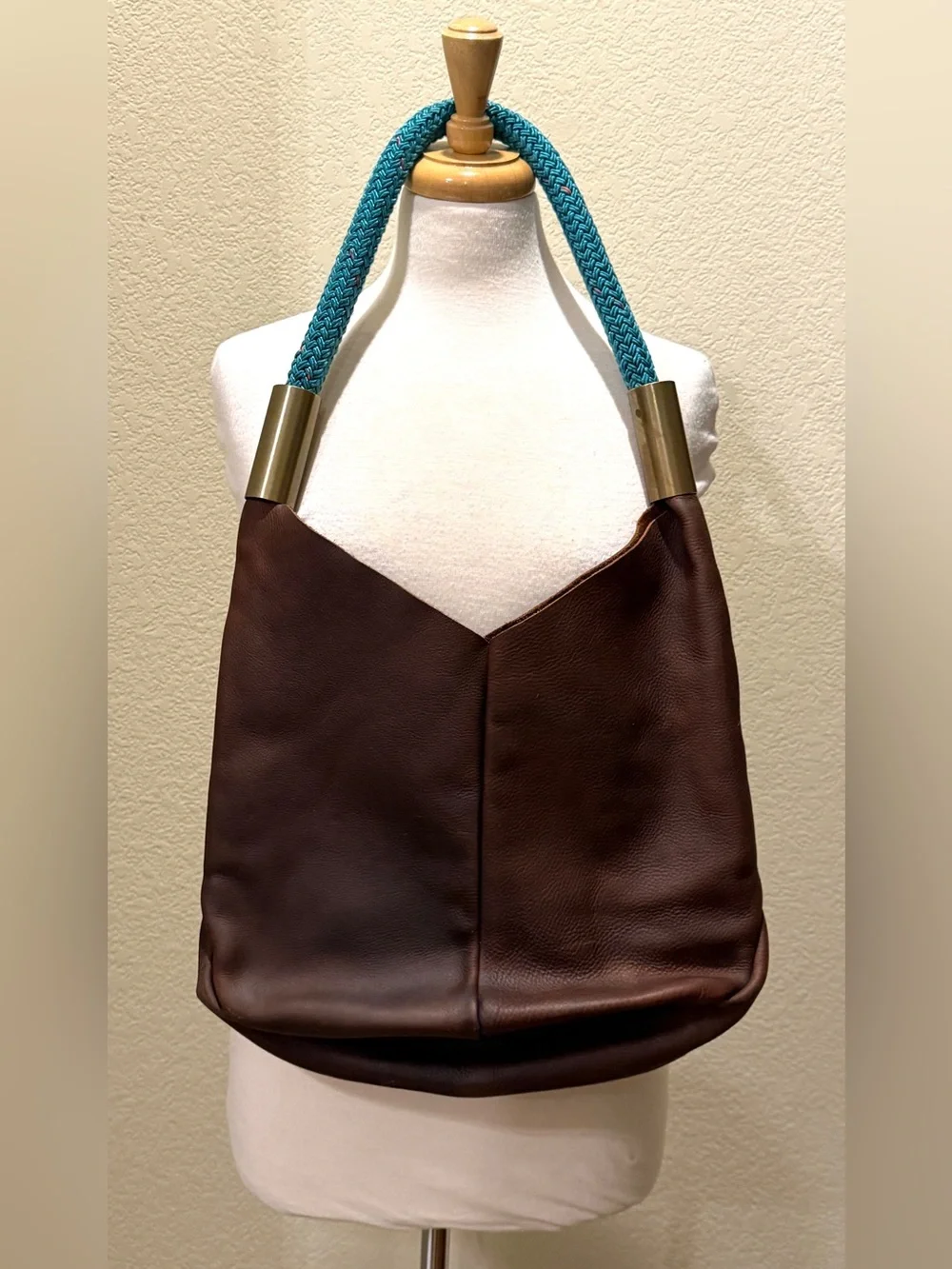 Orig. Wildwood Oyster Co. Shoulder Bag Leather Seaside Dock Rope Handle W Clutch